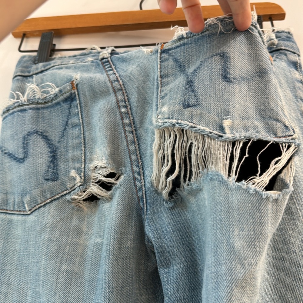 Citizens Of Humanity Light Blue Distressed Wide Leg Jeans - Picture 9 of 9